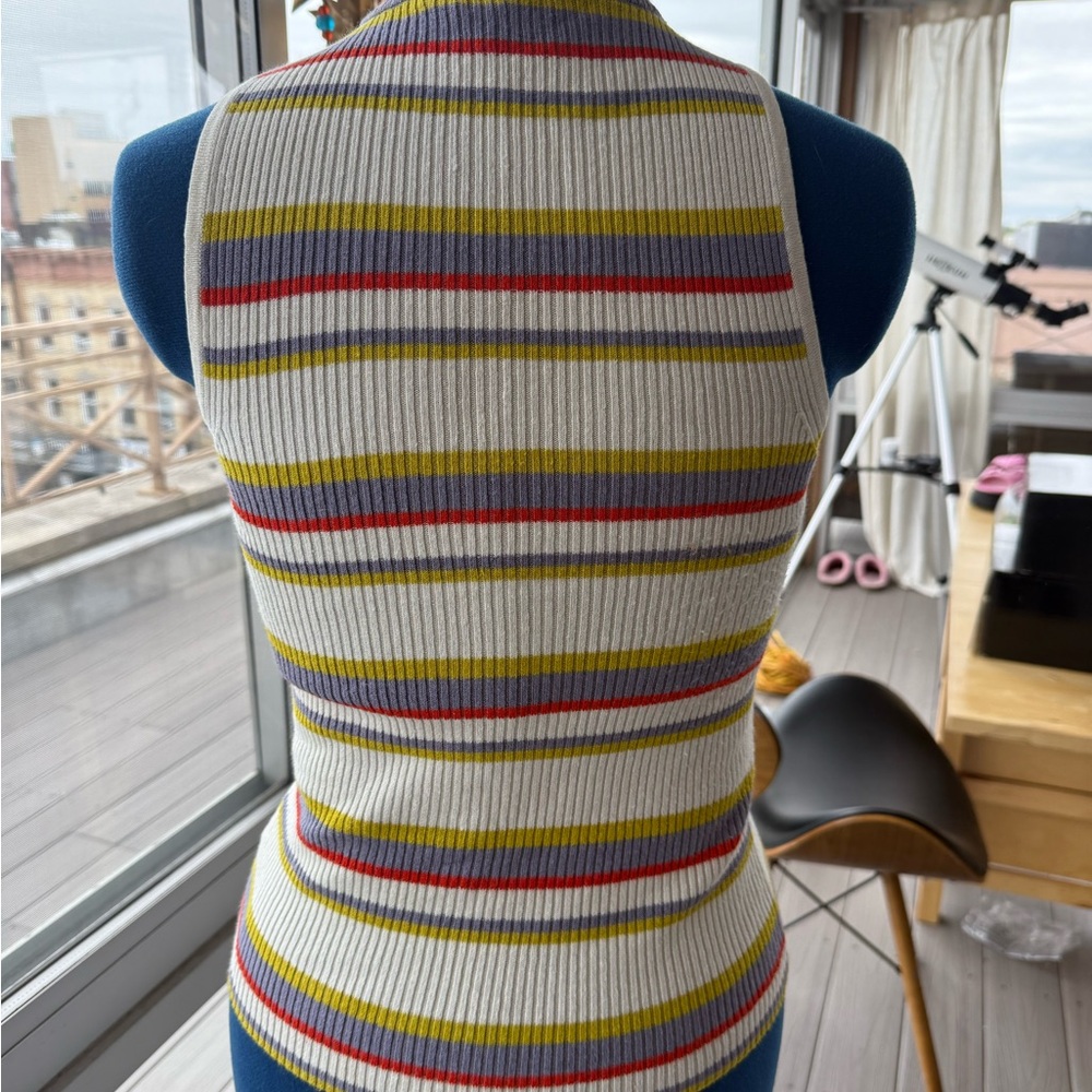 Striped Multicolor Ribbed Women's Top - Picture 3 of 3